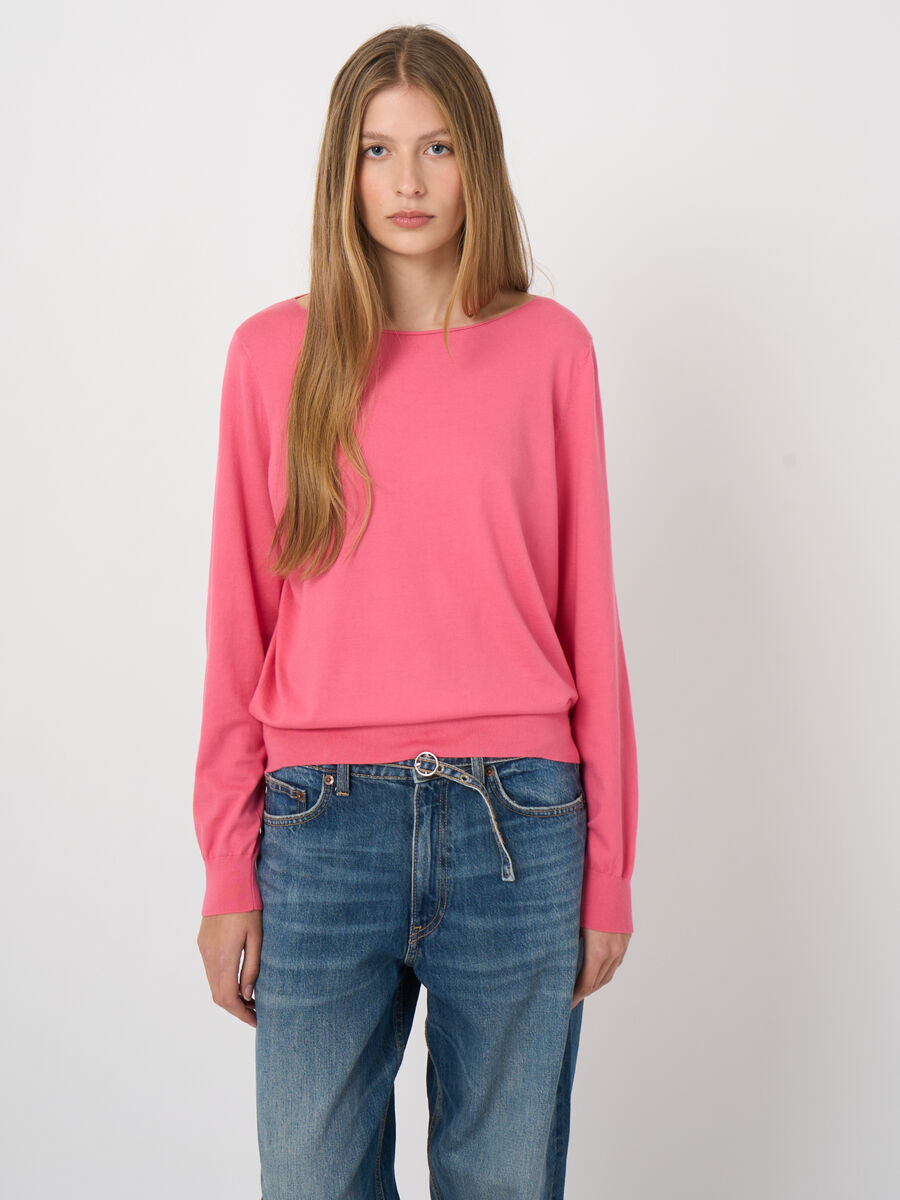 Pull col bateau en coton superfin image number 1