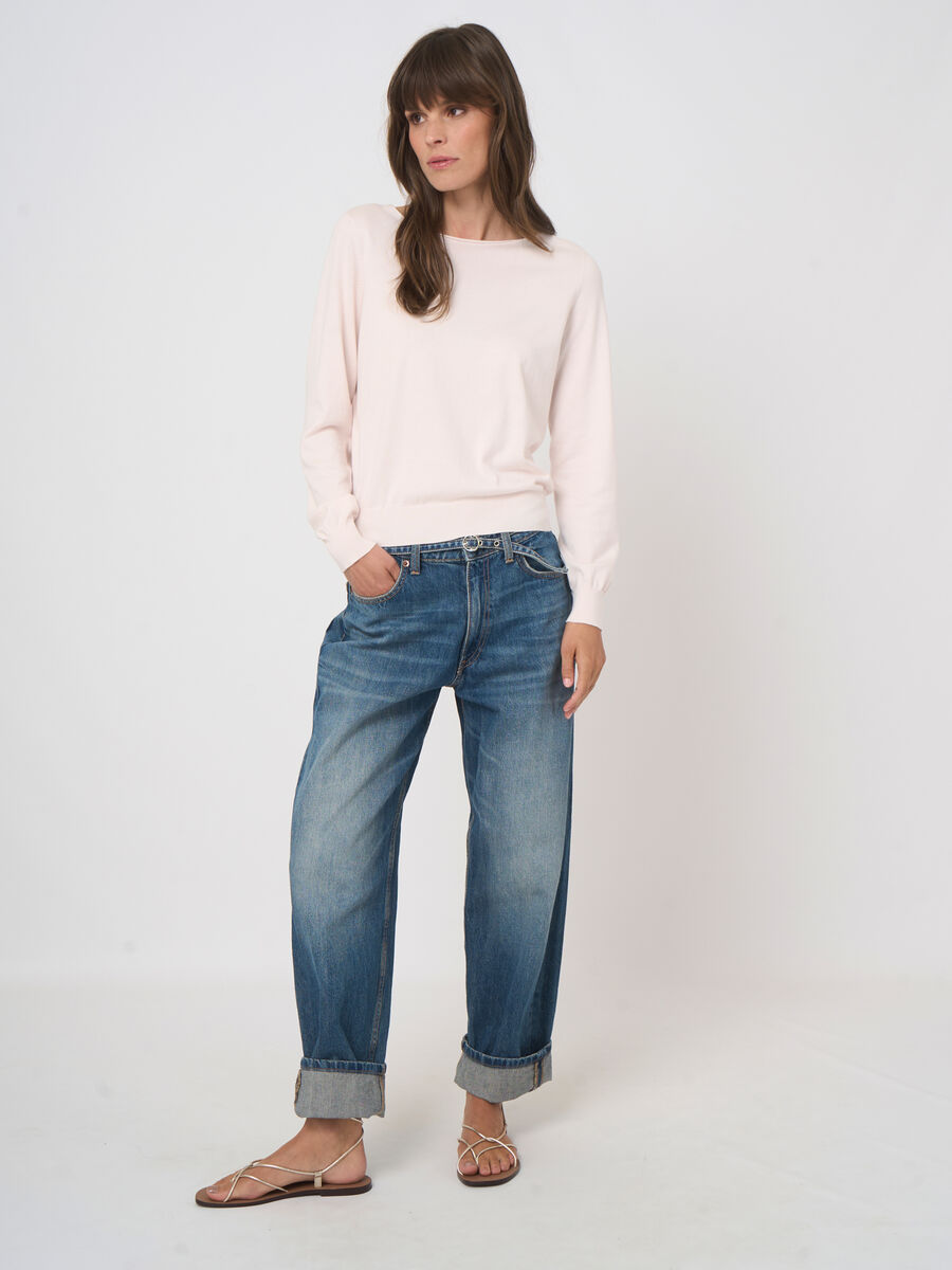 Pull col bateau en coton superfin image number 2