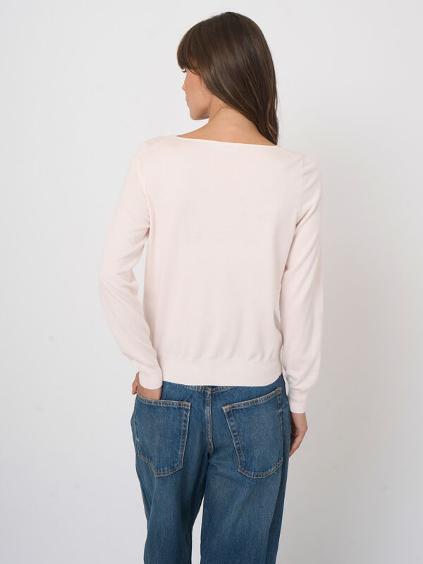 Superfeiner Baumwollpullover mit U-Boot-Ausschnitt image number 4