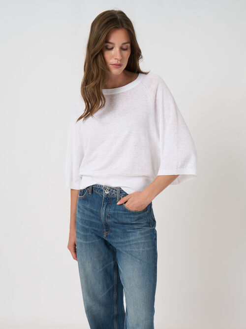 Linen boat neck sweater