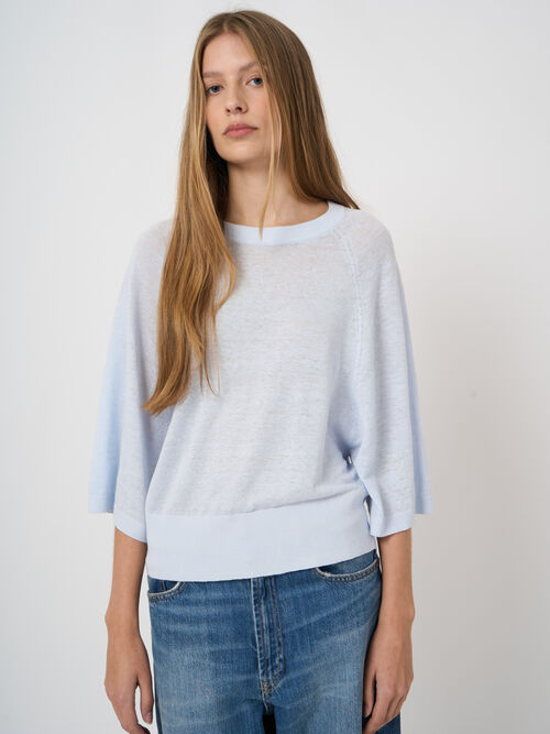Linen boat neck sweater