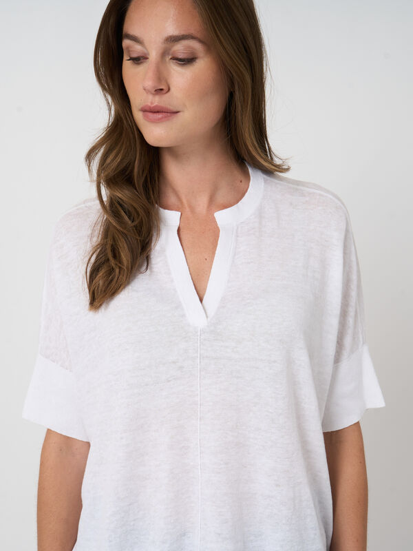 Leichter Oversized Leinen-Poncho mit Schlitz image number 4