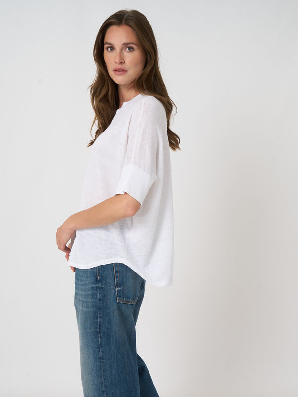 Leichter Oversized Leinen-Poncho mit Schlitz image number 5