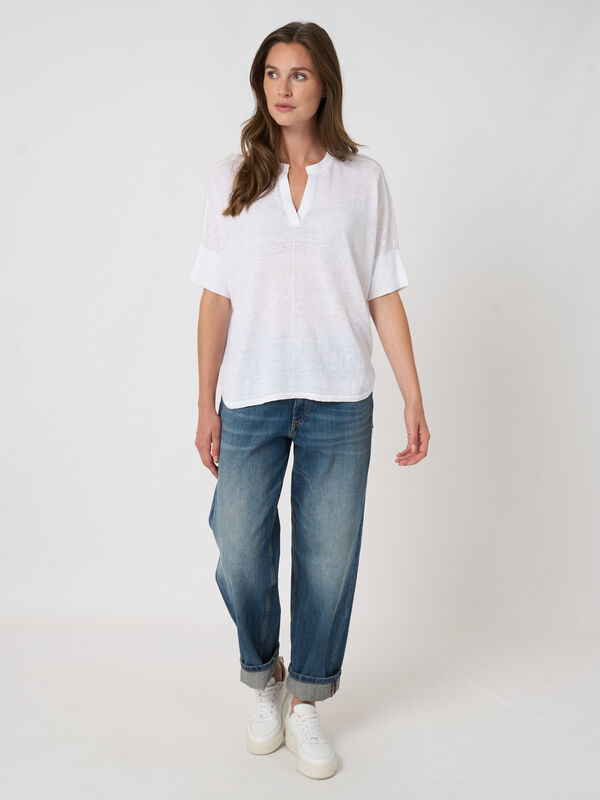 Leichter Oversized Leinen-Poncho mit Schlitz image number 6