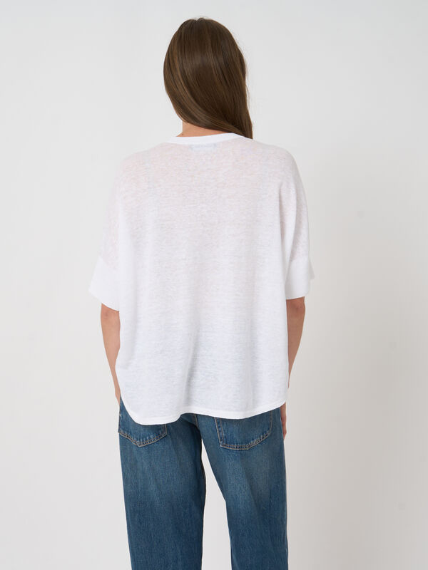 Leichter Oversized Leinen-Poncho mit Schlitz image number 7