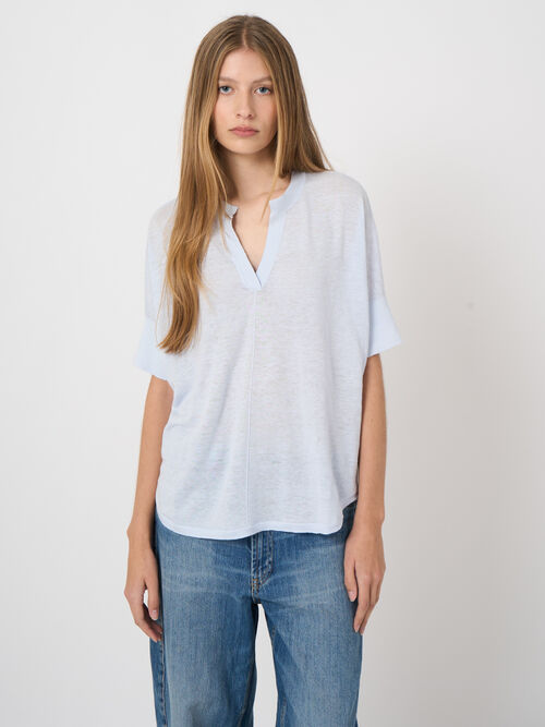 Linen slit neck poncho