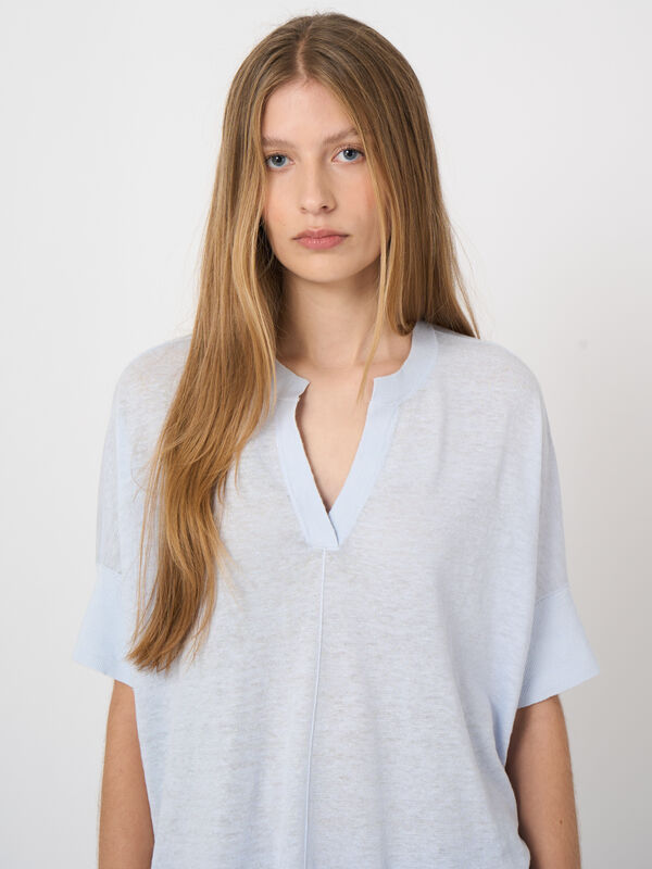 Leichter Oversized Leinen-Poncho mit Schlitz image number 1