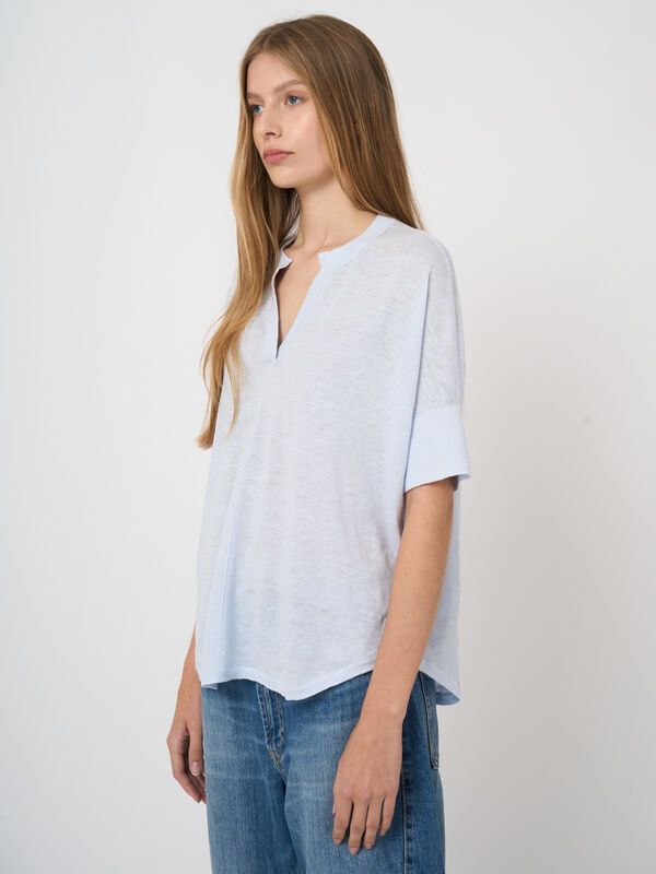 Leichter Oversized Leinen-Poncho mit Schlitz image number 2