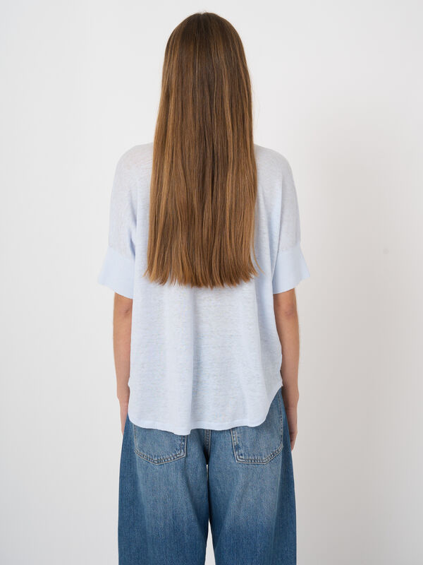 Leichter Oversized Leinen-Poncho mit Schlitz image number 4