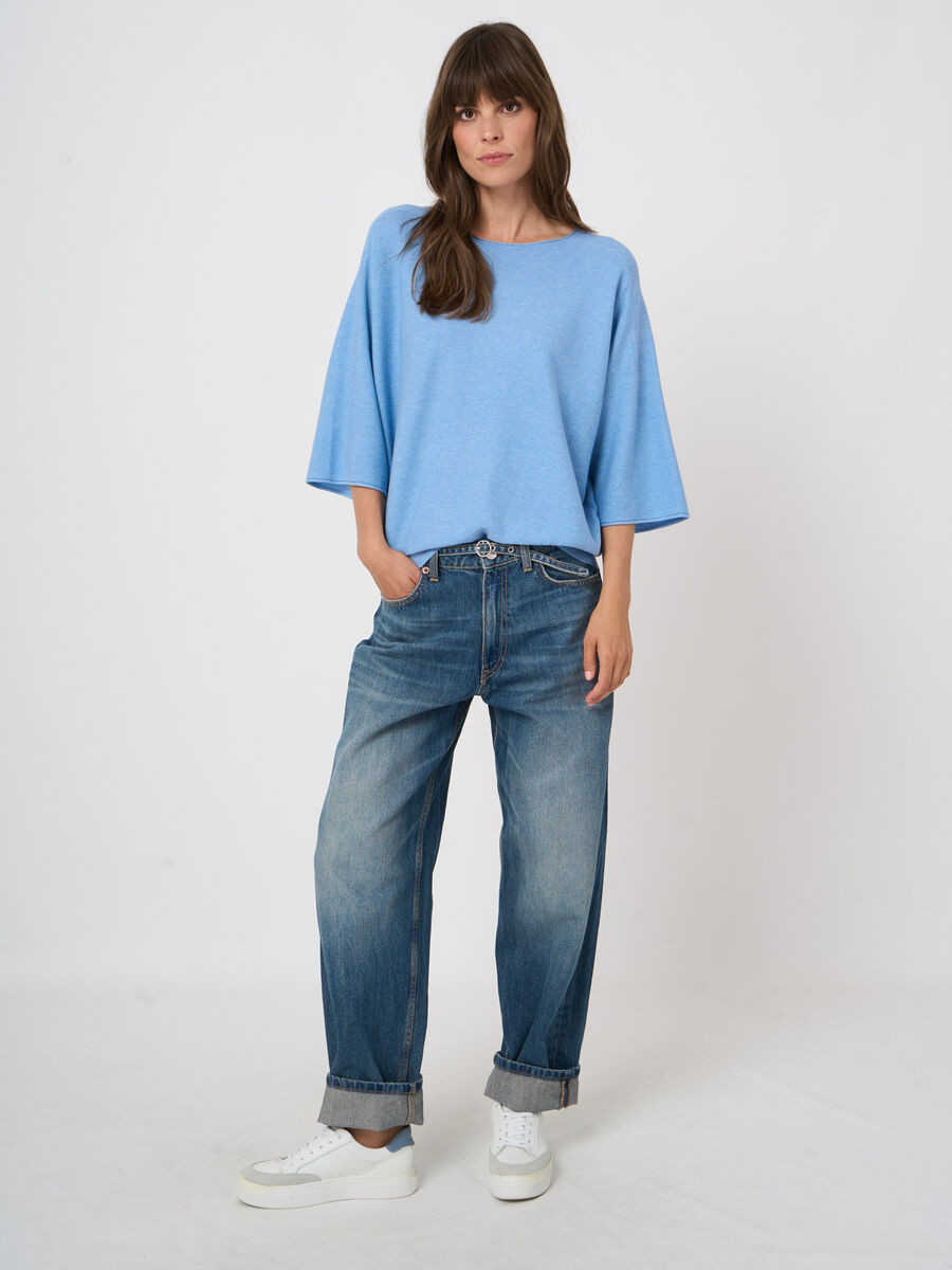 Cashmere-cotton boat neck sweater image number 2