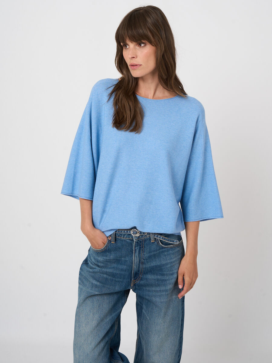 Cashmere-cotton boat neck sweater image number 3