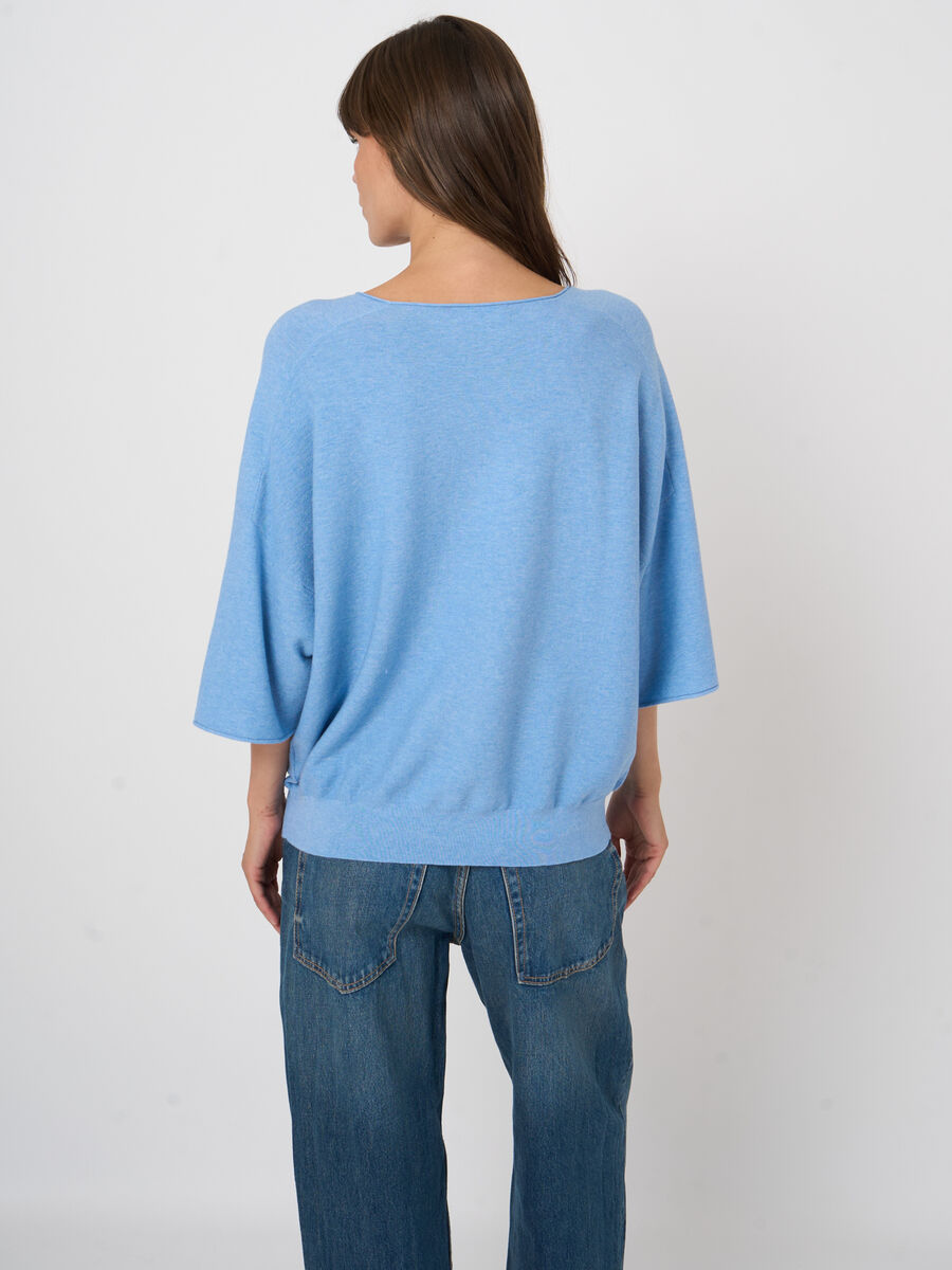 Cashmere-cotton boat neck sweater image number 4