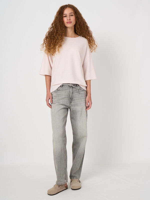 Cashmere-cotton boat neck sweater image number 1