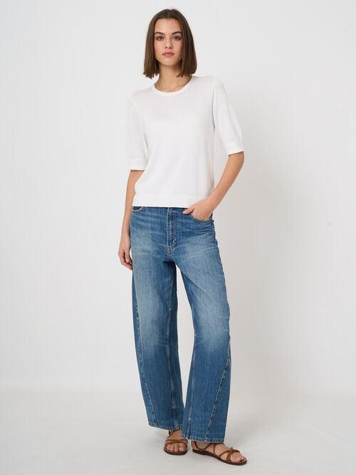 Fine-knit cotton-viscose sweater