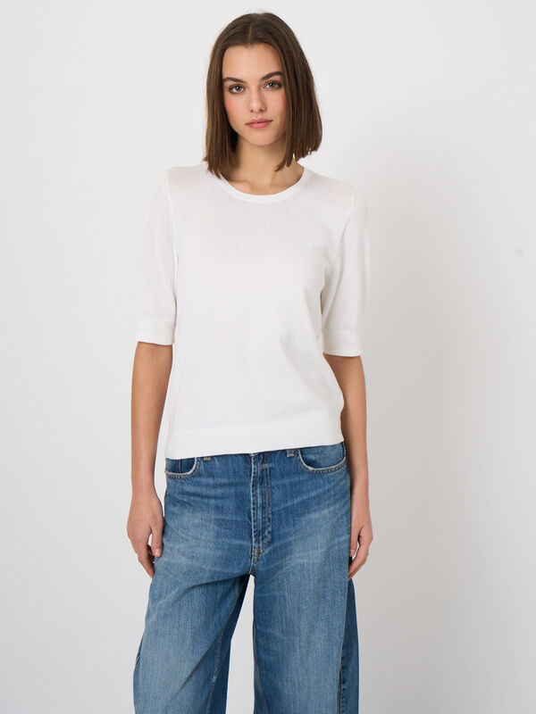Fine-knit cotton-viscose sweater image number 1