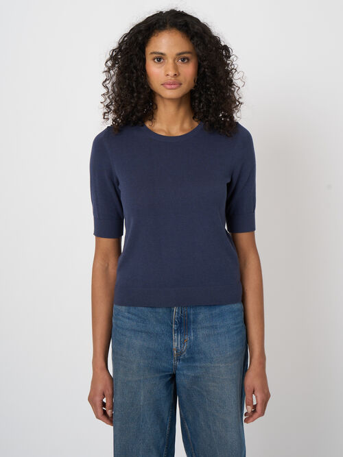 Fine-knit cotton-viscose sweater