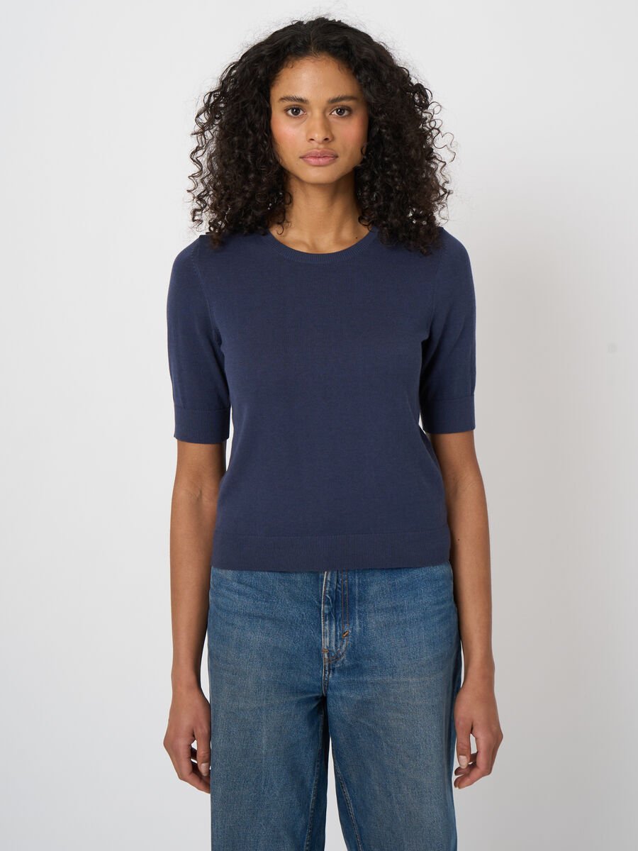 Fine-knit cotton-viscose sweater image number 0
