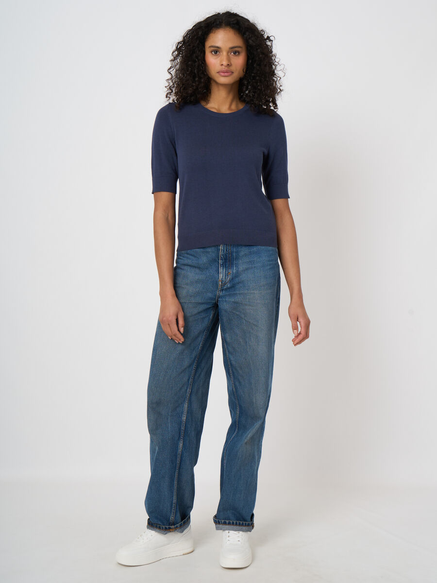Fine-knit cotton-viscose sweater image number 1