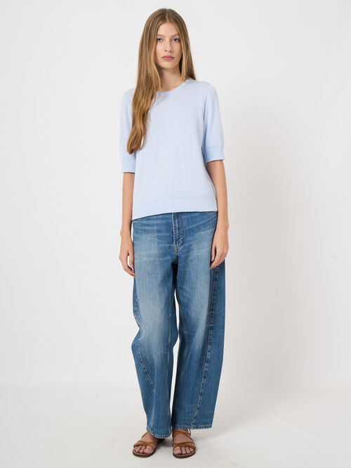 Fine-knit cotton-viscose sweater