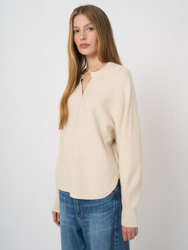 Fine rib knit cashmere-cotton sweater image number 2