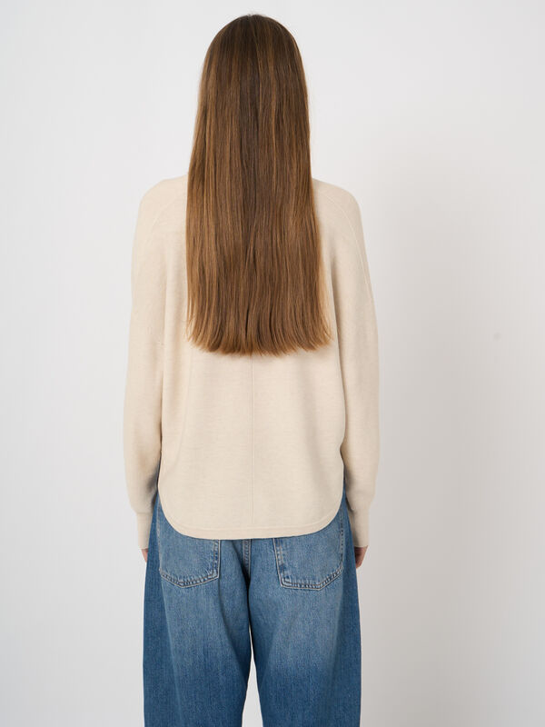 Fine rib knit cashmere-cotton sweater image number 5