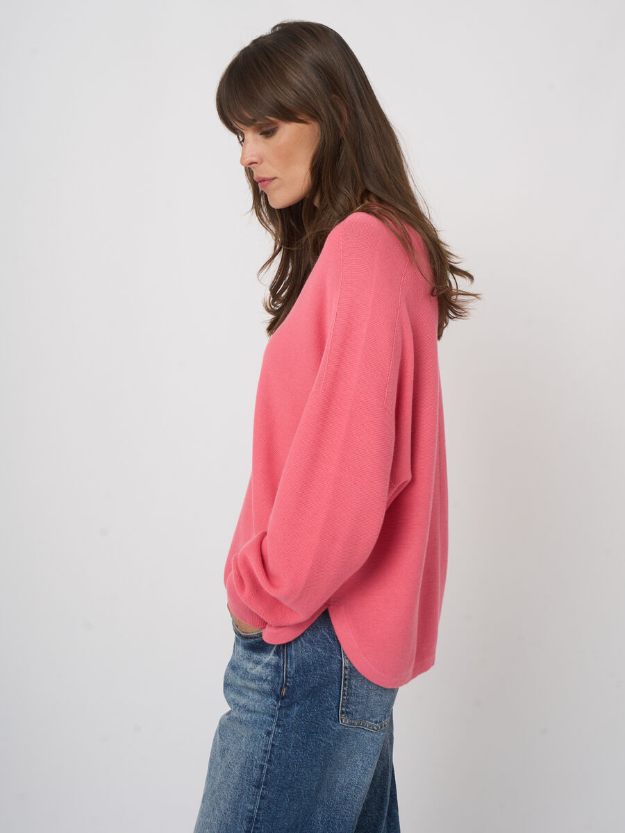 Fine rib knit cashmere-cotton sweater image number 1