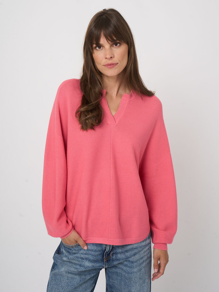 Fine rib knit cashmere-cotton sweater image number 3