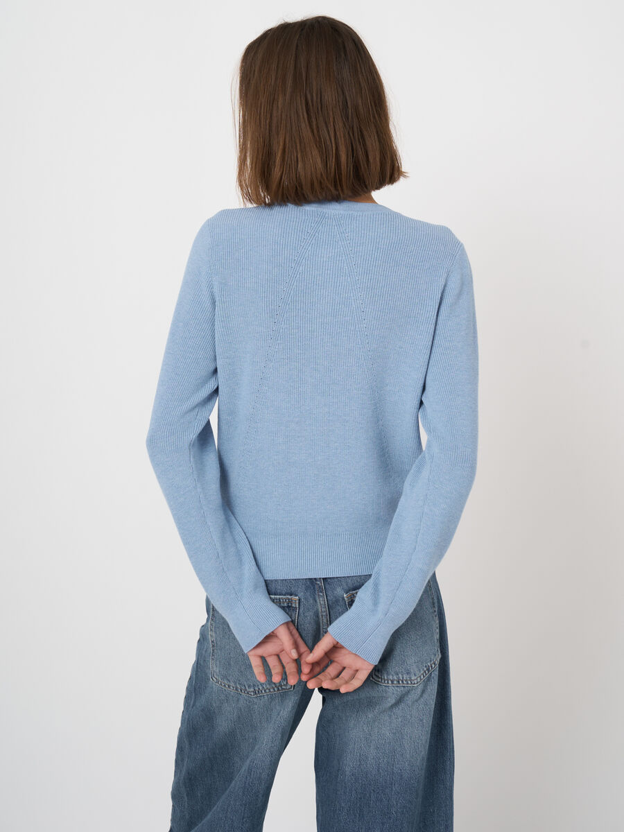 Fine rib knit cashmere-cotton cardigan image number 3