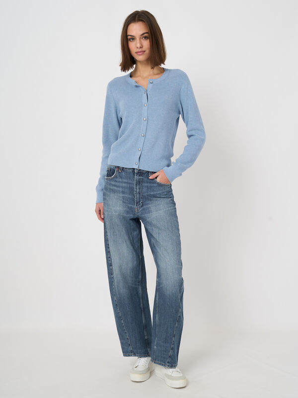 Kurzer Rippstrick-Cardigan aus Kaschmir-Baumwolle image number 4