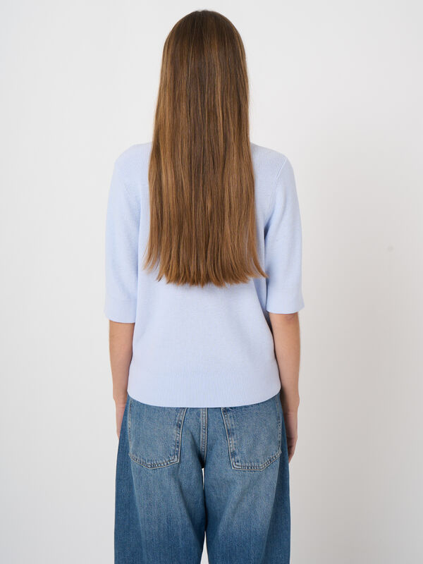 Cropped fijnribtrui van kasjmier-katoen image number 3