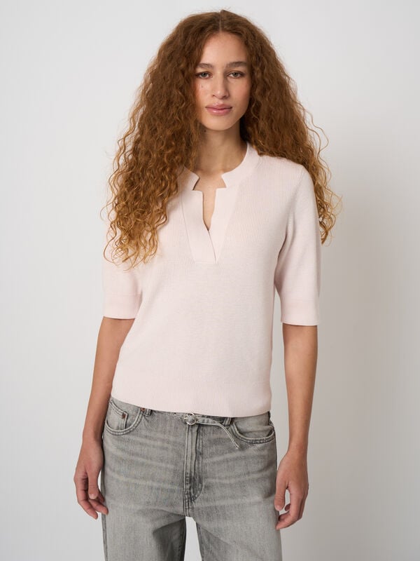 Cropped Feinripp-Pullover aus Kaschmir-Baumwolle image number 0