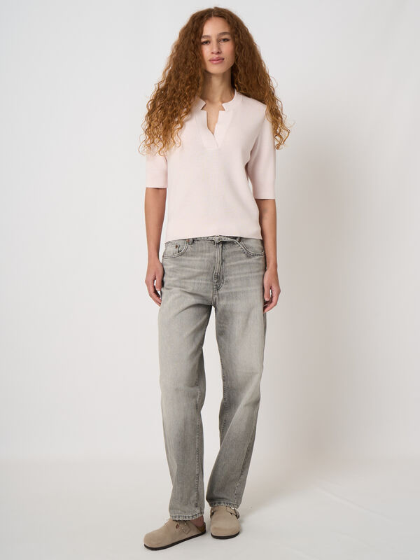 Cropped Feinripp-Pullover aus Kaschmir-Baumwolle image number 1