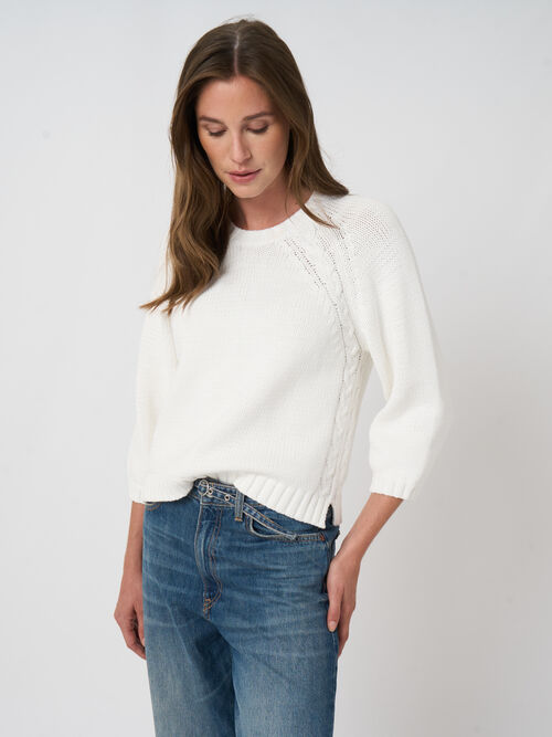 Pull en maille &eacute;paisse en coton m&eacute;lang&eacute;