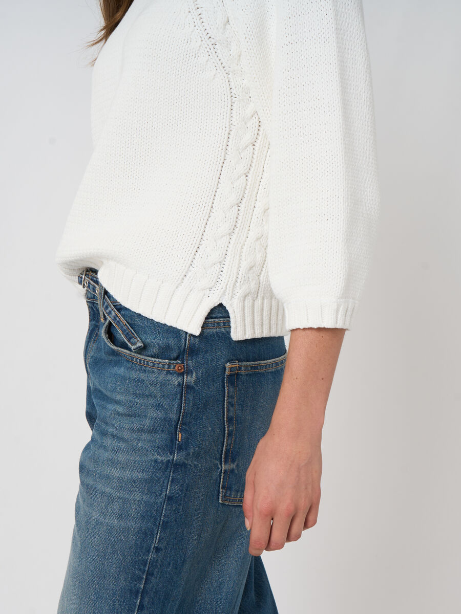 Pull en maille &eacute;paisse en coton m&eacute;lang&eacute; image number 2