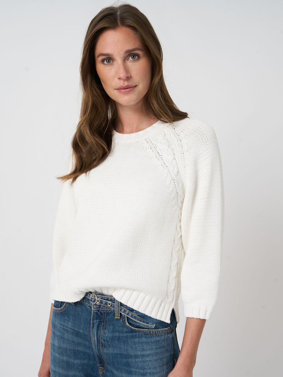 Pull en maille &eacute;paisse en coton m&eacute;lang&eacute; image number 3