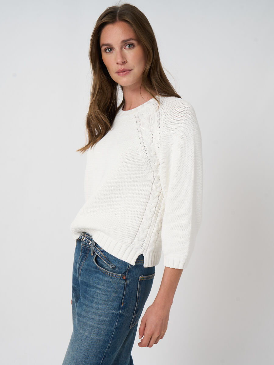 Pull en maille &eacute;paisse en coton m&eacute;lang&eacute; image number 4