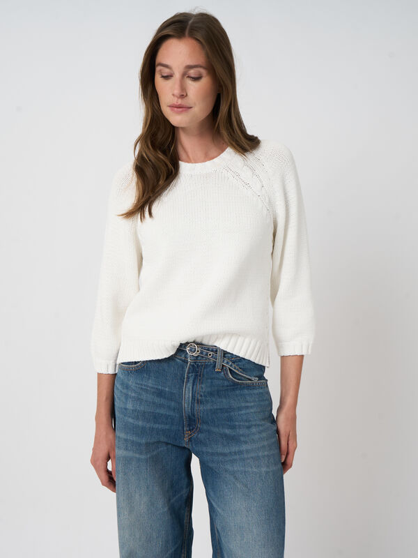 Pull en maille &eacute;paisse en coton m&eacute;lang&eacute; image number 5