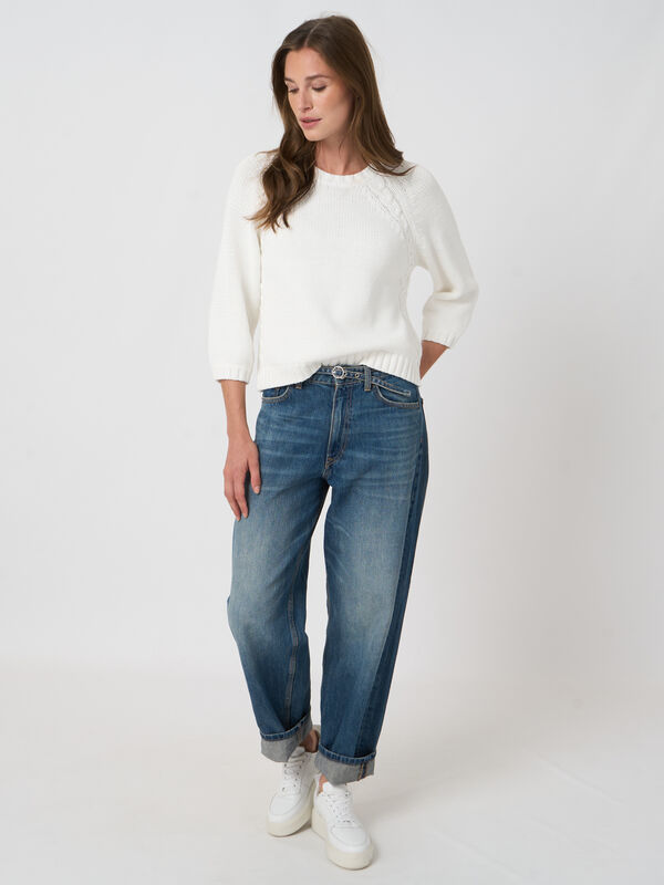 Pull en maille &eacute;paisse en coton m&eacute;lang&eacute; image number 7