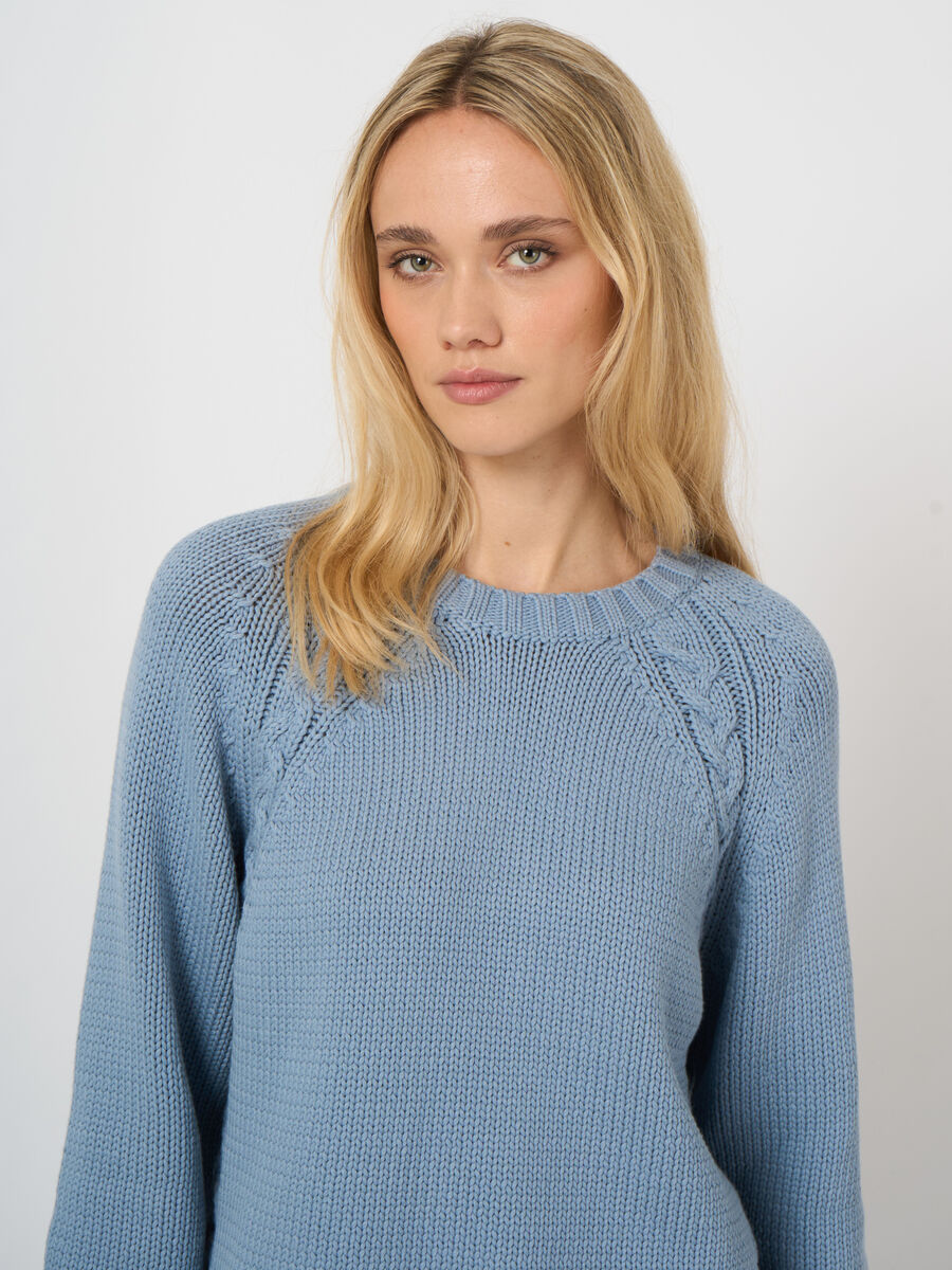 Pull en maille &eacute;paisse en coton m&eacute;lang&eacute; image number 1