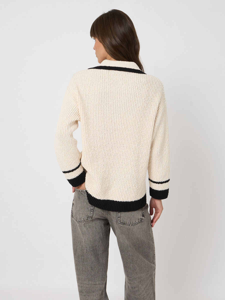 Contrast-trim cotton polo sweater image number 4