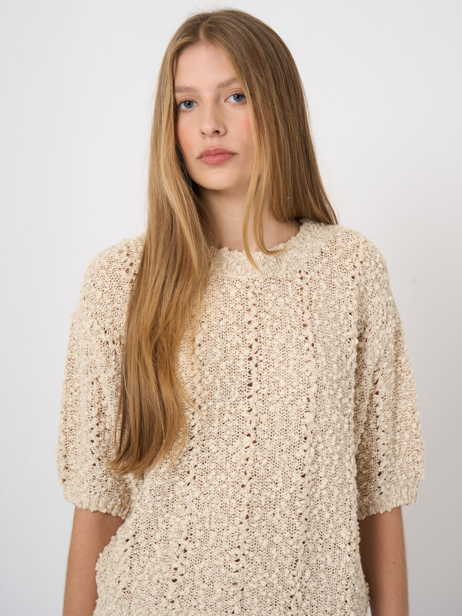Textured italian cotton-blend sweater image number 0