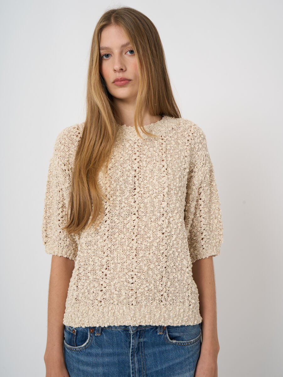 Textured italian cotton-blend sweater image number 4