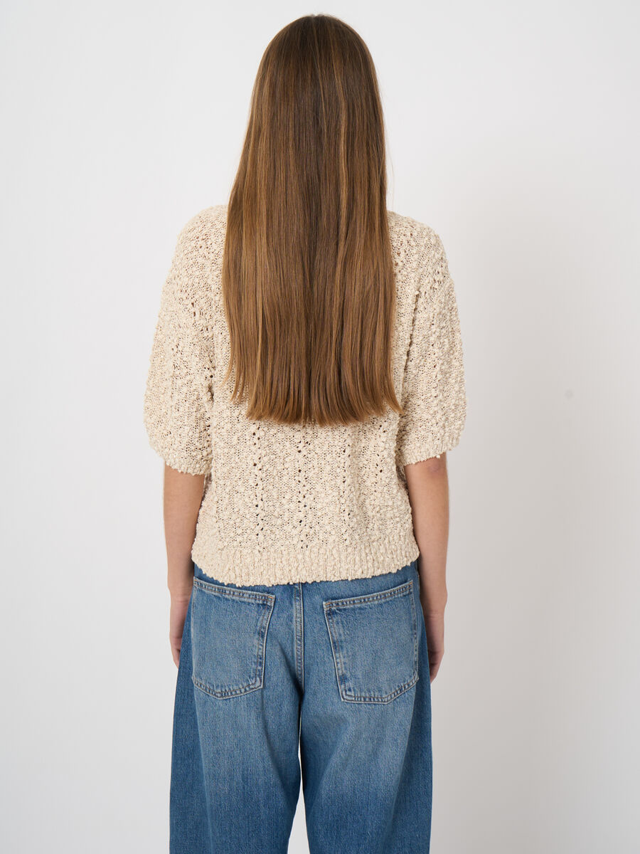 Textured italian cotton-blend sweater image number 5
