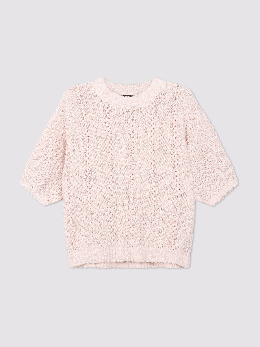 Pull textur&eacute; en coton m&eacute;lang&eacute; italien image number 0