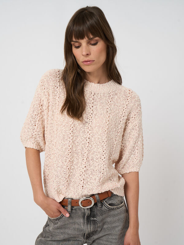 Textured italian cotton-blend sweater image number 3