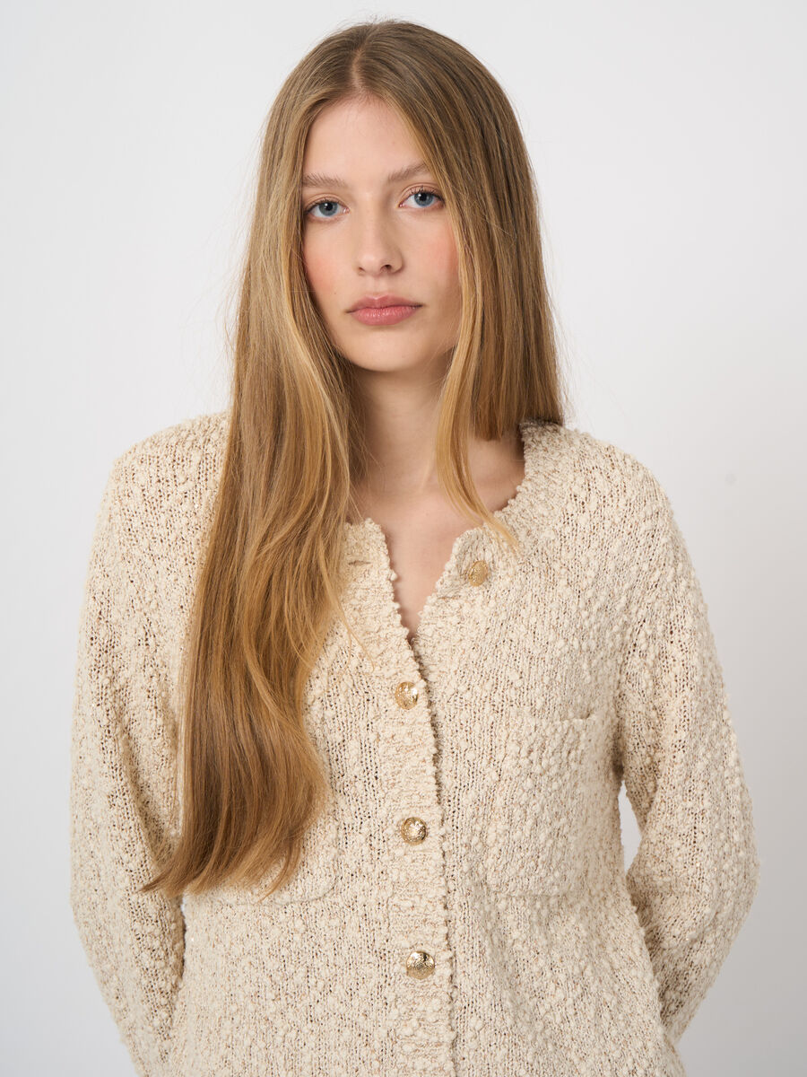 Textured italian cotton-blend cardigan image number 1