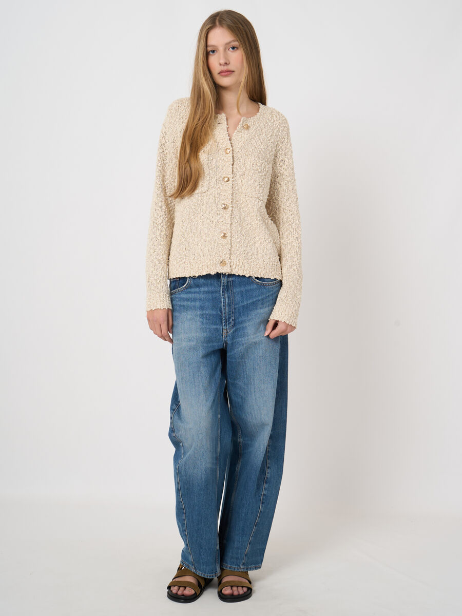 Textured italian cotton-blend cardigan image number 2