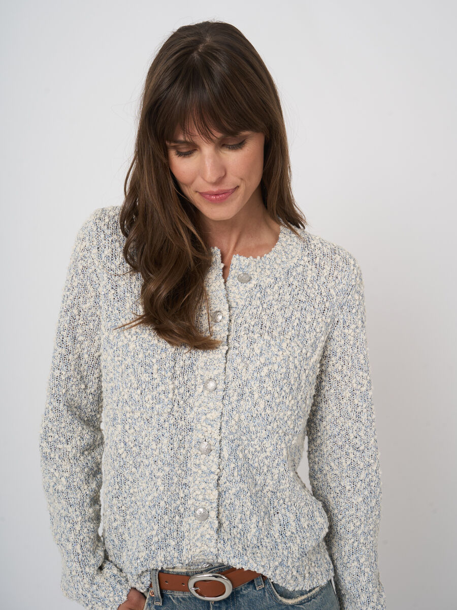 Textured italian cotton-blend cardigan image number 1