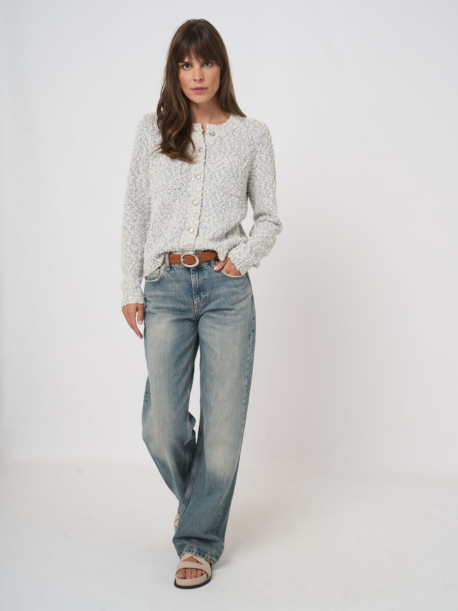 Textured italian cotton-blend cardigan image number 3