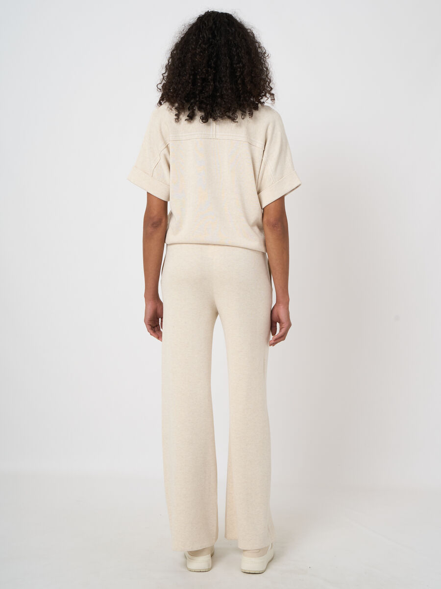 Fine-knit wide-leg pants in cotton-viscose blend image number 3